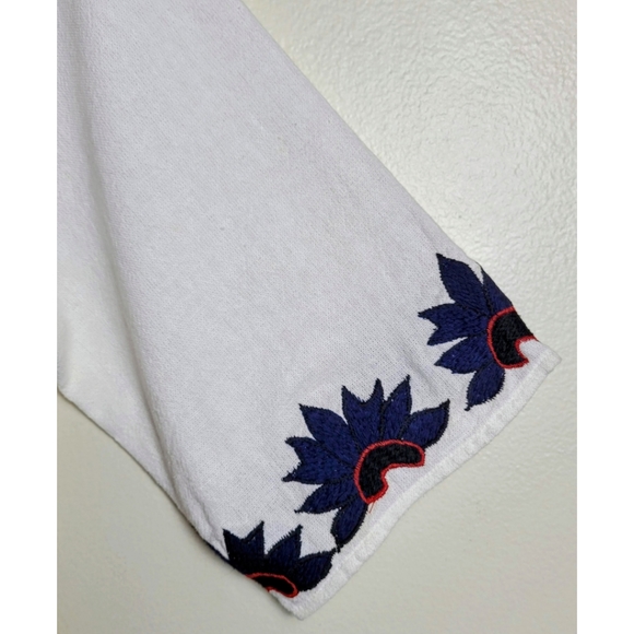 Piper By Townsen Embroidered Studded Boho Tunic Dress White Navy Size Medium - Picture 4 of 10